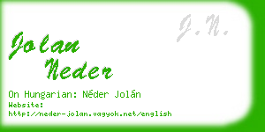 jolan neder business card